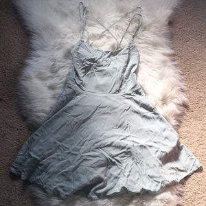 Green/blue straps back skater dress